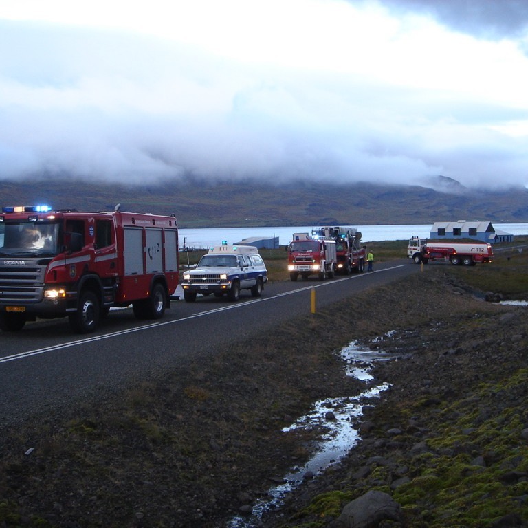 Móttökunefndin raðar sér upp