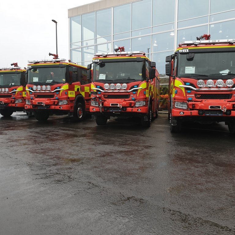 Allir fjórir við Klett umboðsaðila Scania