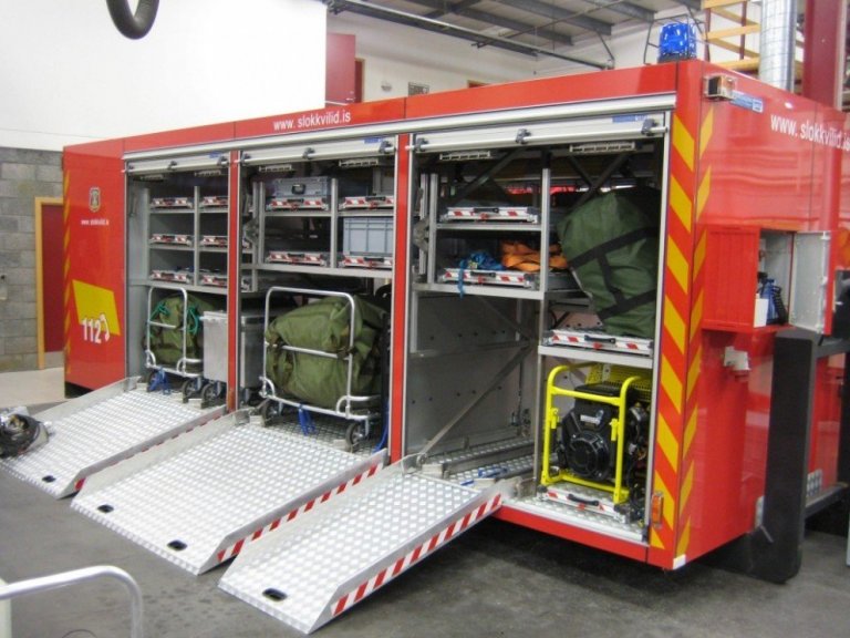 Wiss gámur fyrir björgunarbúnað og spilliefnaslys.